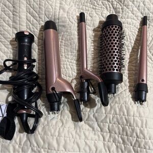 Wavytalk 4 in 1 Curling Iron Set Ceramic Barrels Thermal Brush Rose Gold